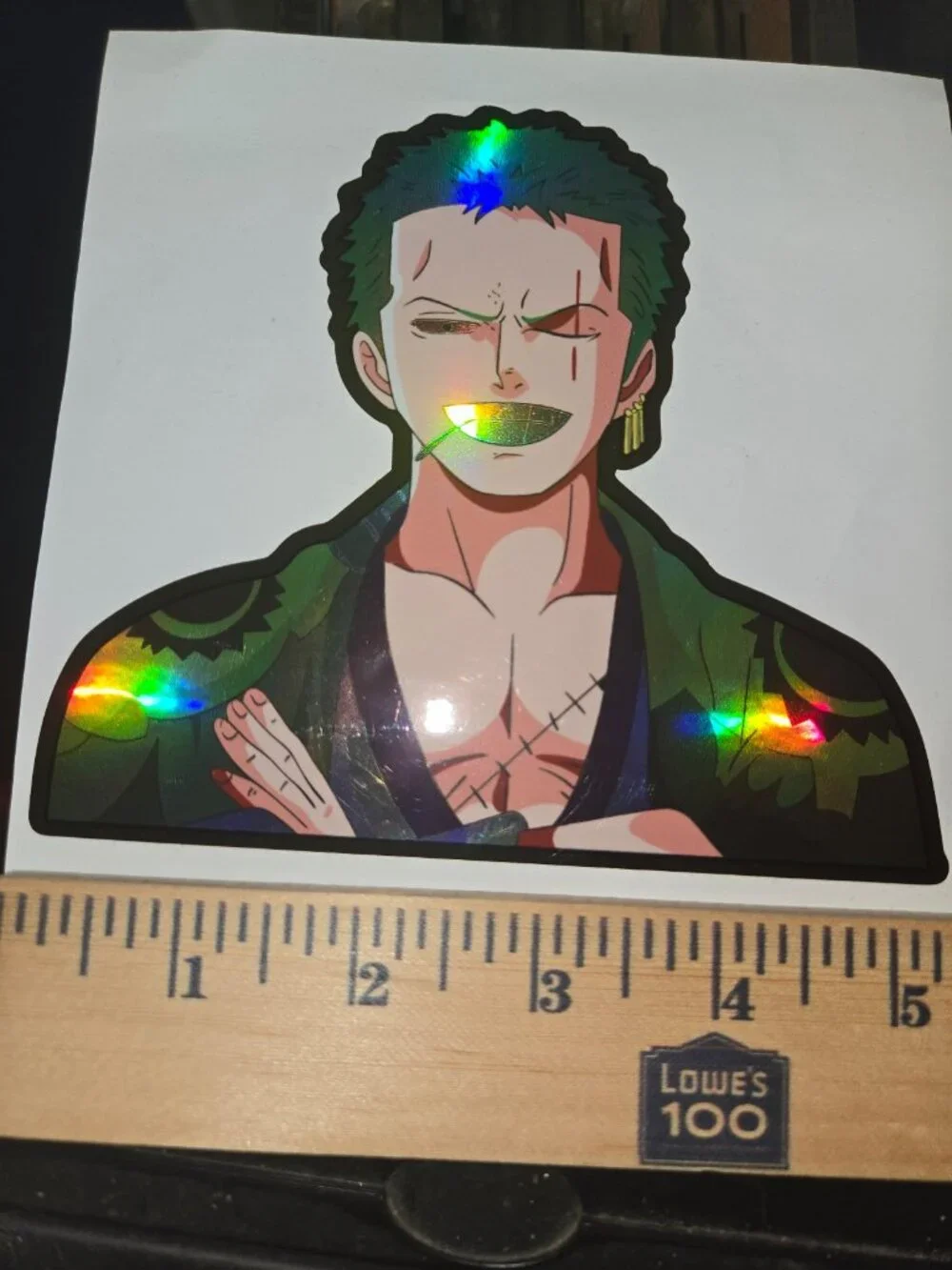 One Piece Zoro Holographic Anime Motion Car Sticker Decal Peeker